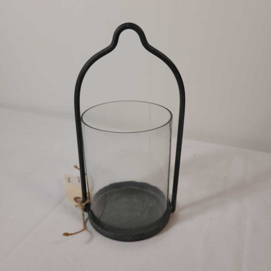 Iron Candle Holder with Glass Sleeve - Small