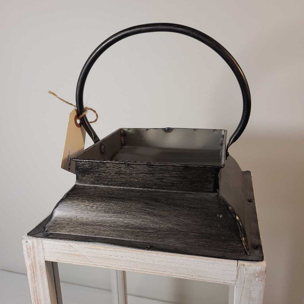 Whitewashed Wood & Metal Lantern - Large