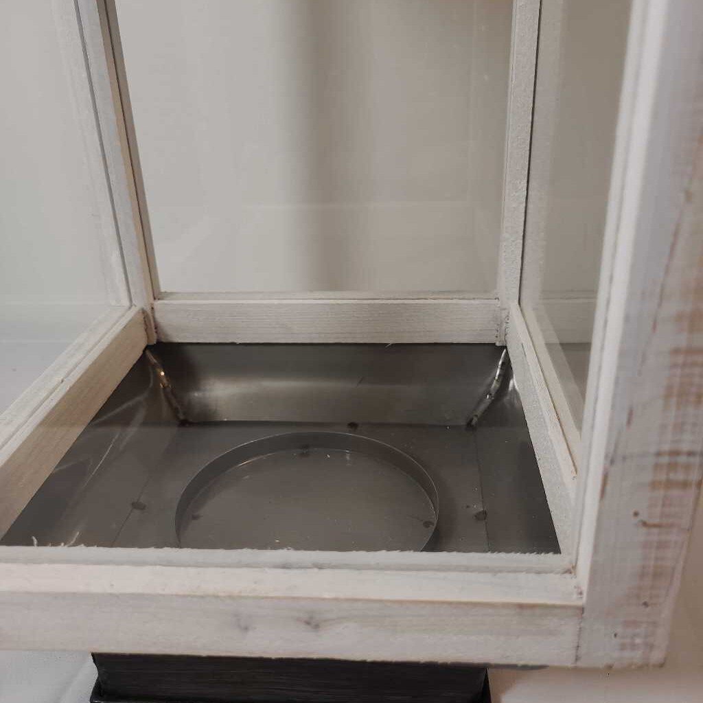 Whitewashed Wood & Metal Lantern - Large