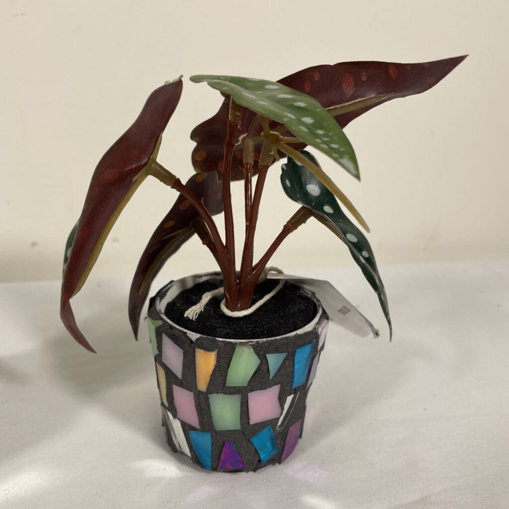 MOSAIC POT - FAUX GREENERY - SMALL