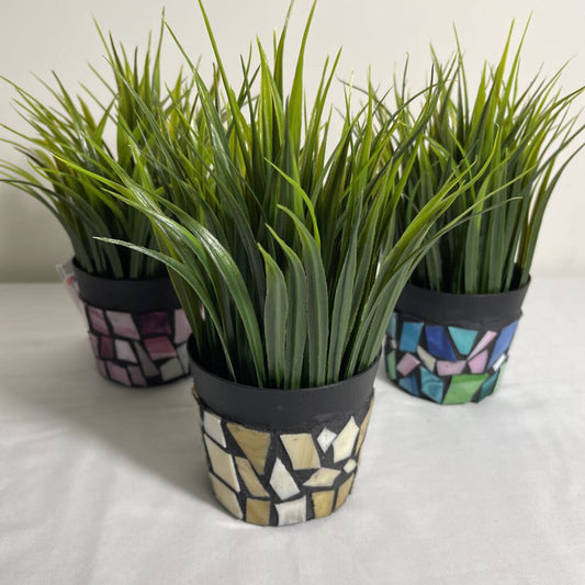 MOSAIC POT - FAUX GREENERY - LARGE