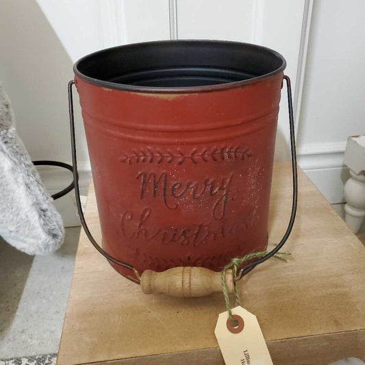 Vintage Inspired Merry Christmas Buckets with handle