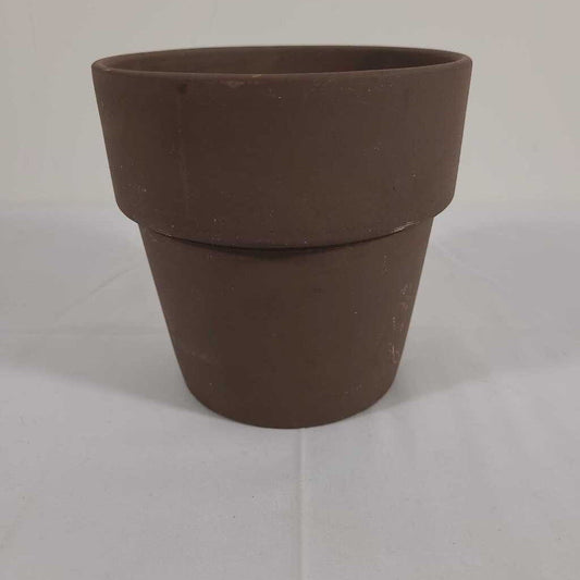 5" BROWN PAINTED TERRA COTTA POT