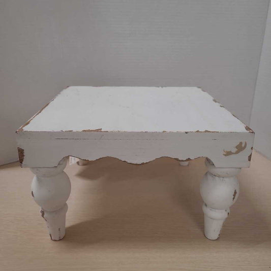 Distressed White Plant Stand Riser
