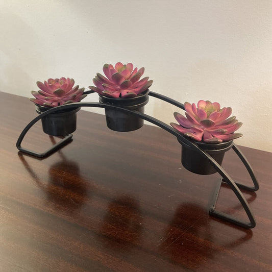 S/3 FAUX SUCCULENTS IN ARCHED HOLDER