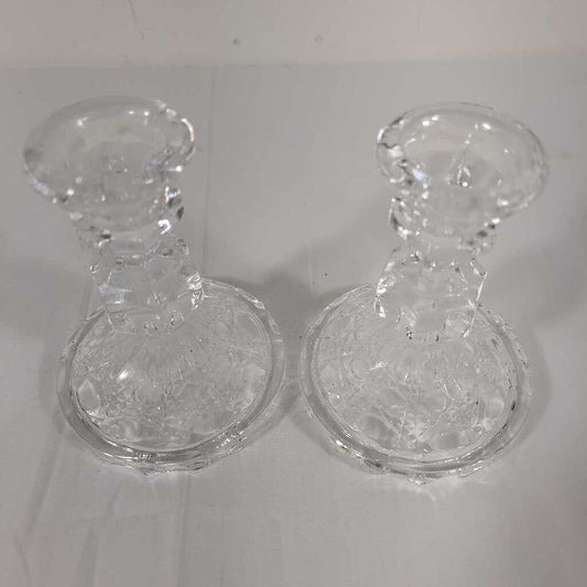 PR GLASS CRACKLE BASE CANDLE HOLDERS