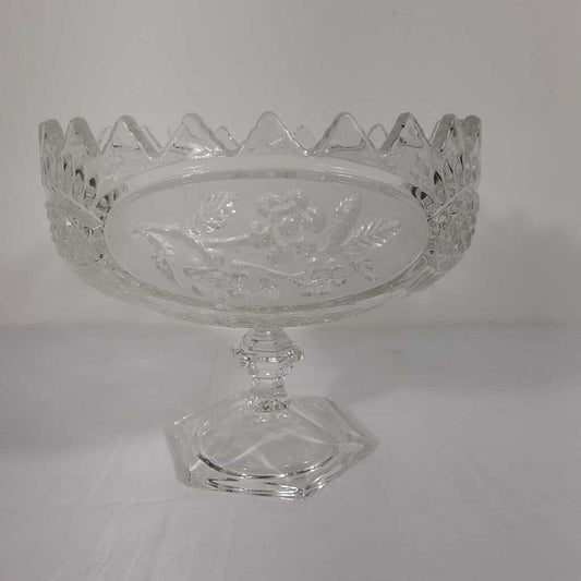 CRYSTAL D ADRIANA FLORAL FOOTED BOWL