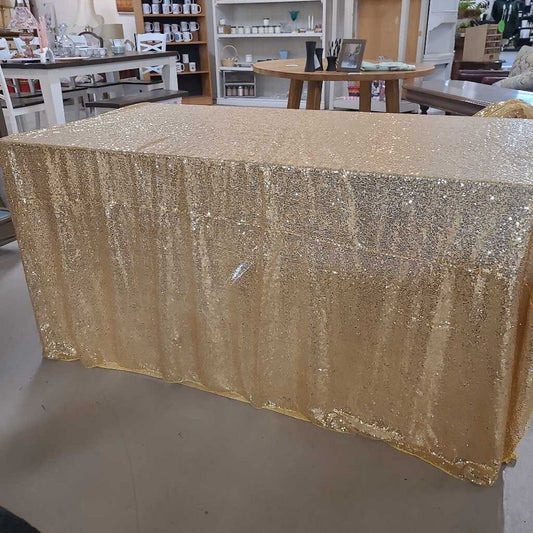 90" X 156" GOLD SEQUIN TABLE CLOTH