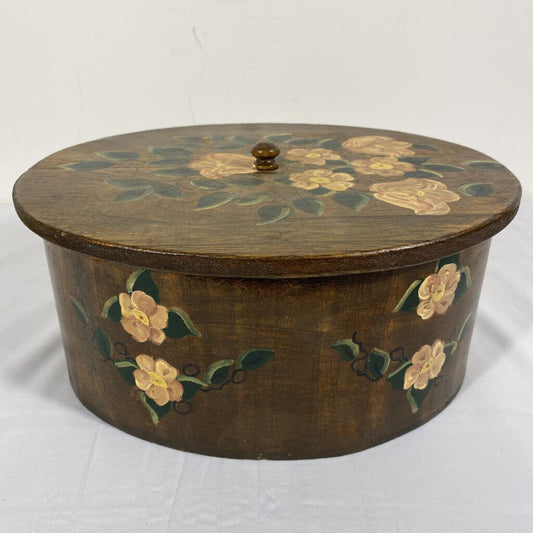 HAND PAINTED OVAL BOX WITH LID
