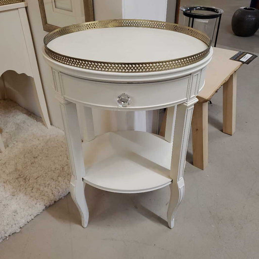 OVAL WHITE TABLE W/GOLD TRIM