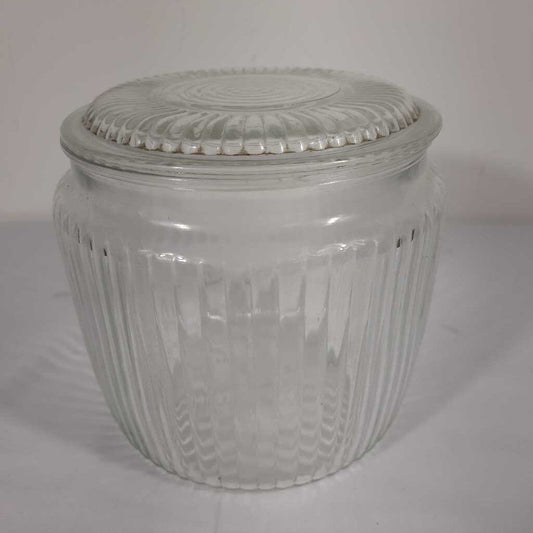 RIBBED LIDDED GLASS CANISTER