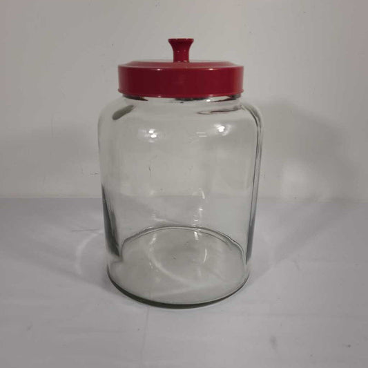 LG GLASS CANISTER W/RED LID