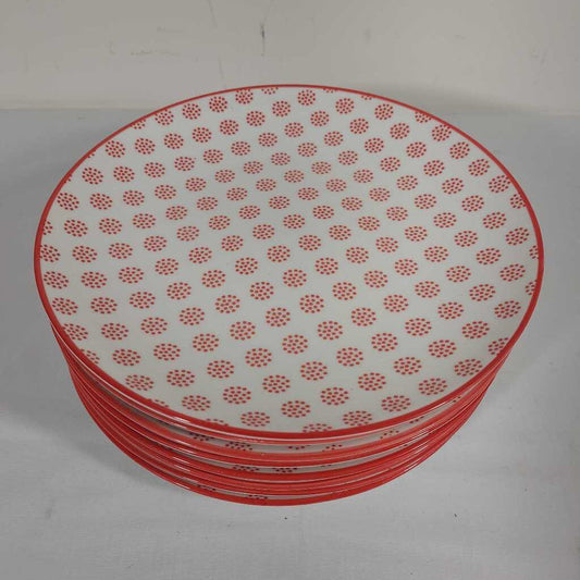S/8 RED & WHITE PLATES