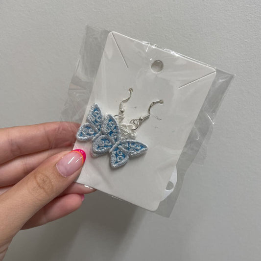 Embroidered lace butterfly earring