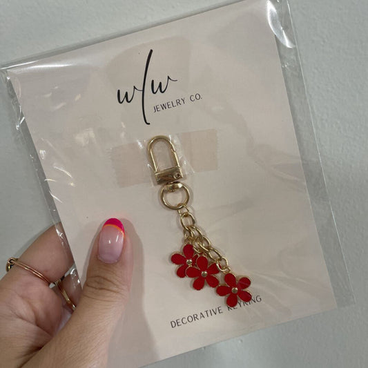 Tri Flower Keyring - RED