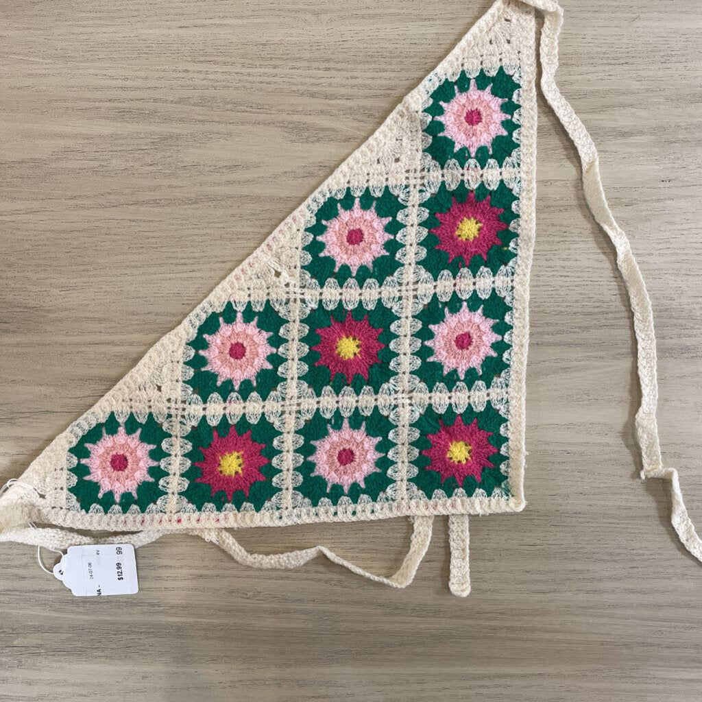 CROCHET BANDANA - PINK/GREEN