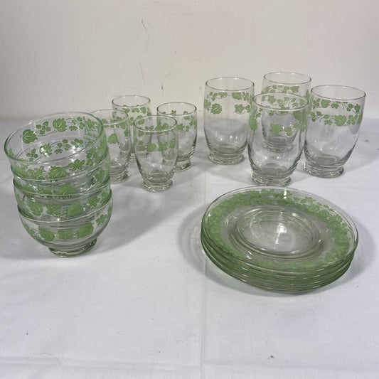 16 PC SET VTG GOOSEBERRY DISHES