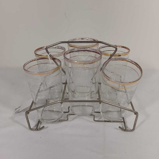 SET VTG BARTLETT COLLINS GRAPE LEAF GLASSES