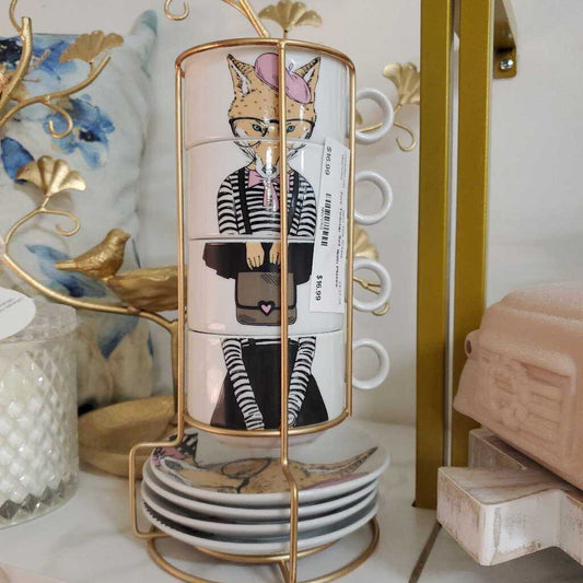 Fox Teacup Set with Plates