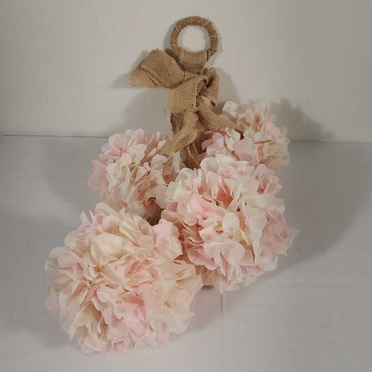 4 STRAND HYDRANGEA BALL W/BURLAP HANDLE