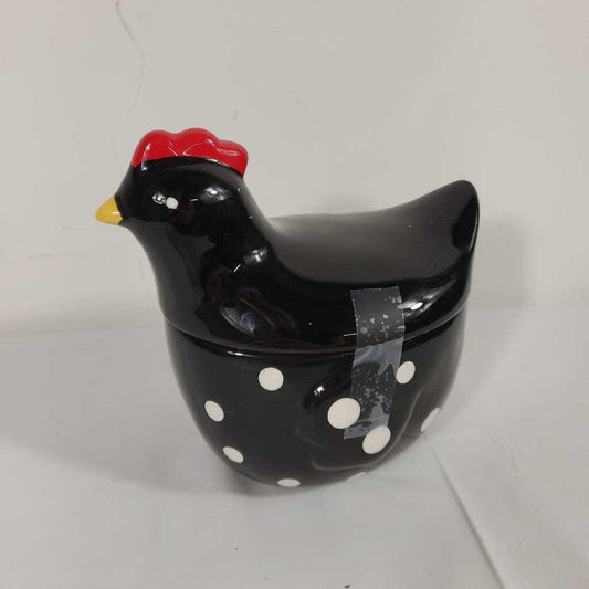 BLACK ROOSTER LIDDED JAR