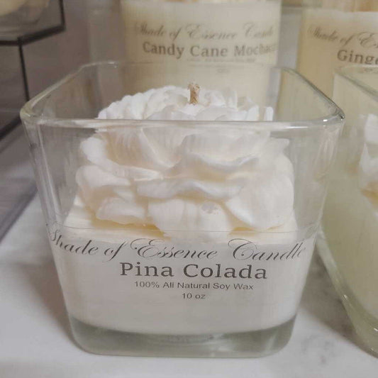 10 oz Square Blossom Soy Candle - Pina Colada