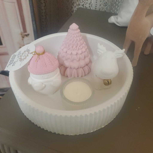 Handcrafted Snowman and Friends with Tray