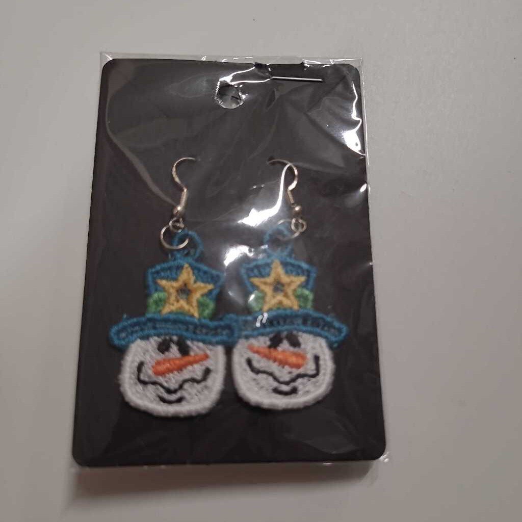 EMB snowman laced earrings
