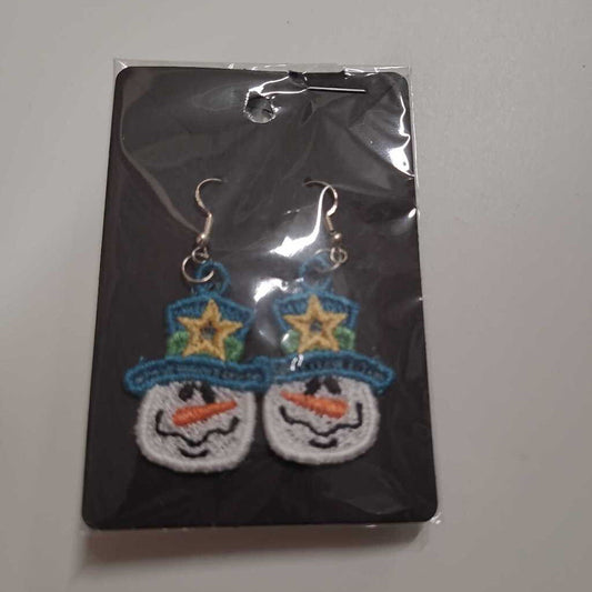 EMB snowman laced earrings