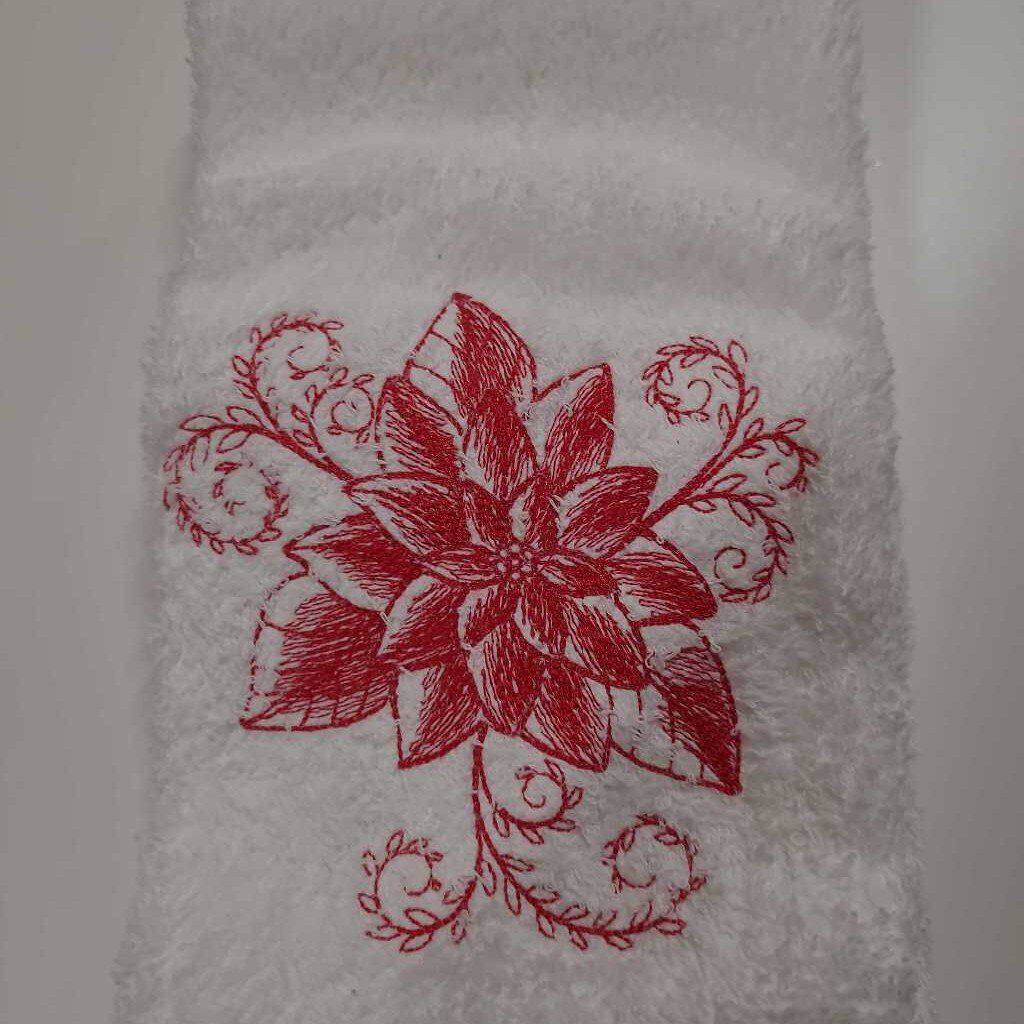 EMB Christmas hand towel Christmas flower