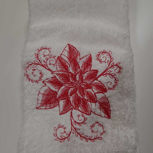 EMB Christmas hand towel Christmas flower