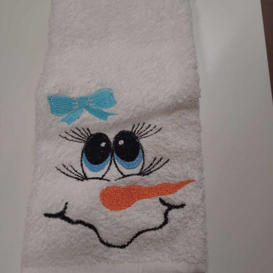 EMB Christmas hand towel girl snowman