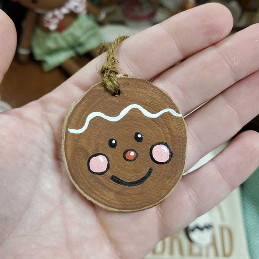Hand Painted Wood Ornament - Gingerbread