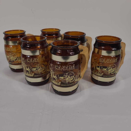 S/6 VTG WILDLIFE OF CANADA MUGS