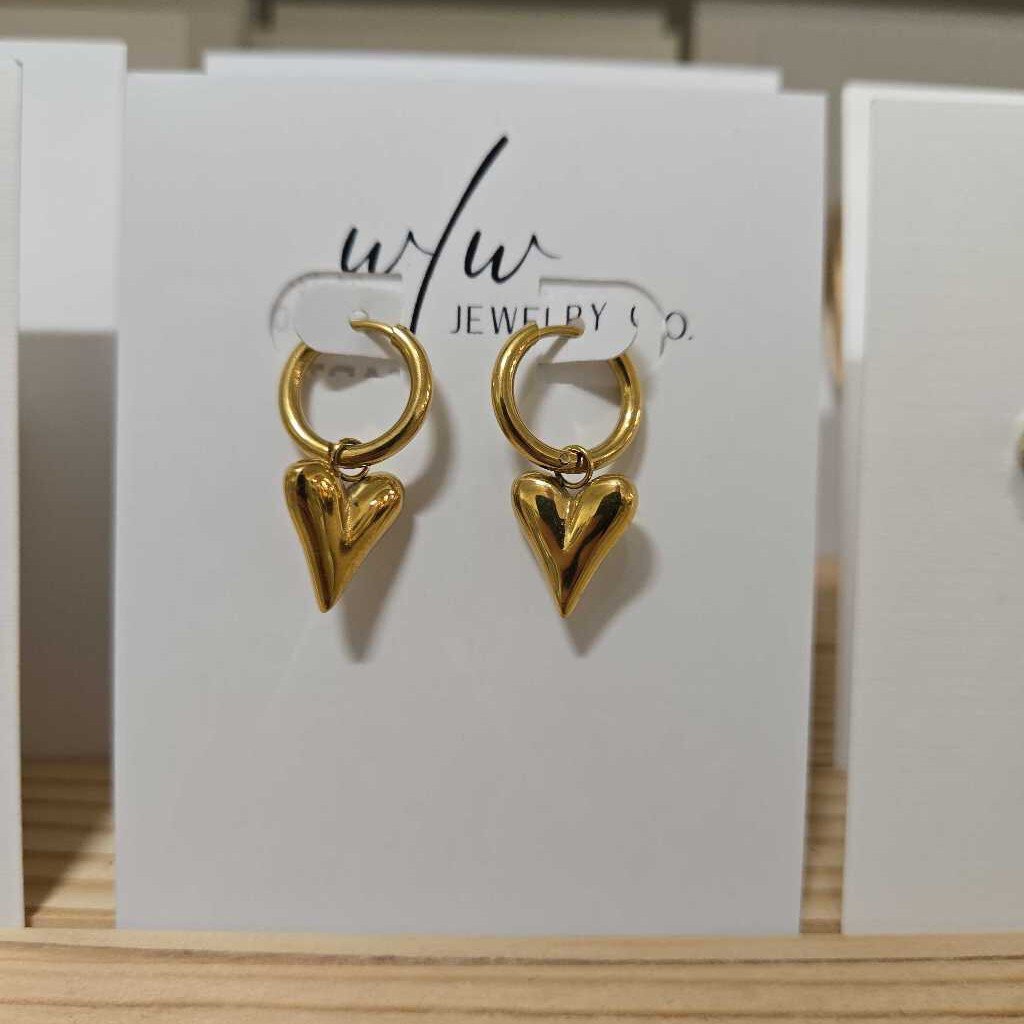 PUFFY HEART HUGGIE - STAINLESS STEEL