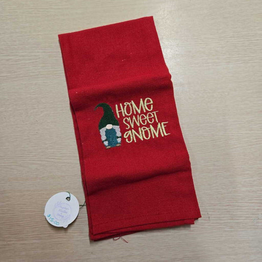 EMB tea towel home sweet gnome