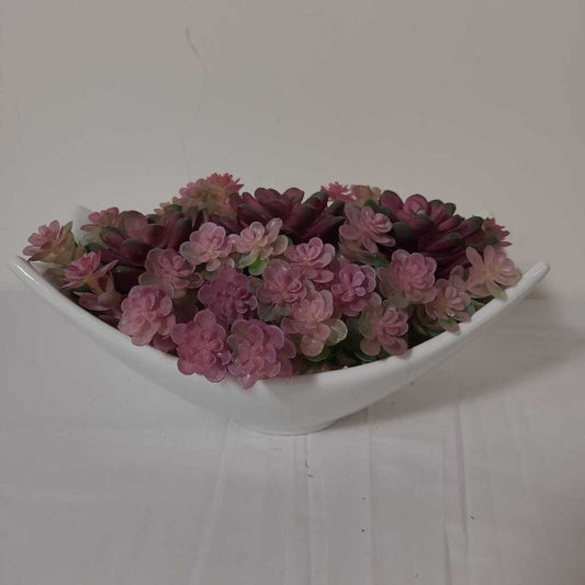 FAUX SUCCULENTS IN WHITE DISH