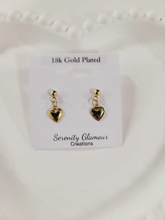 18k Gold Plated Heart Earings