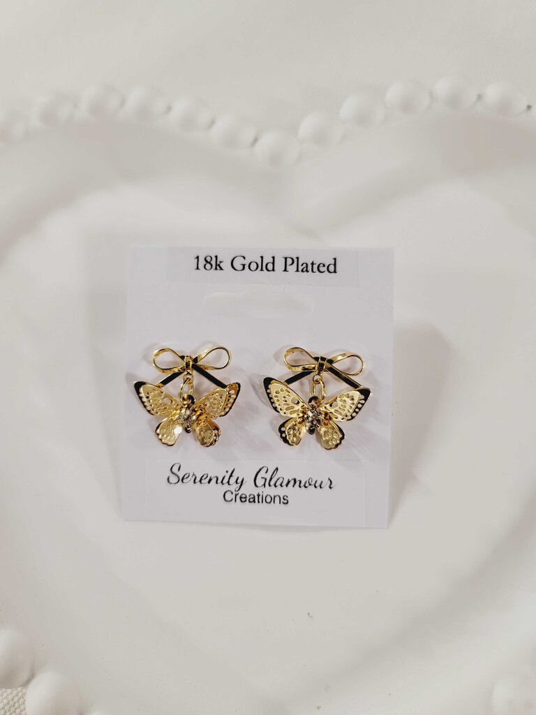 18k Gold Plated Bow and Butterfly Earings