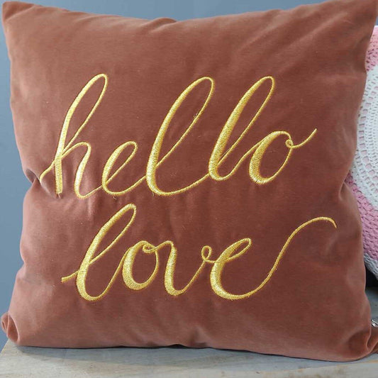 Embroidered HELLO LOVE pillow