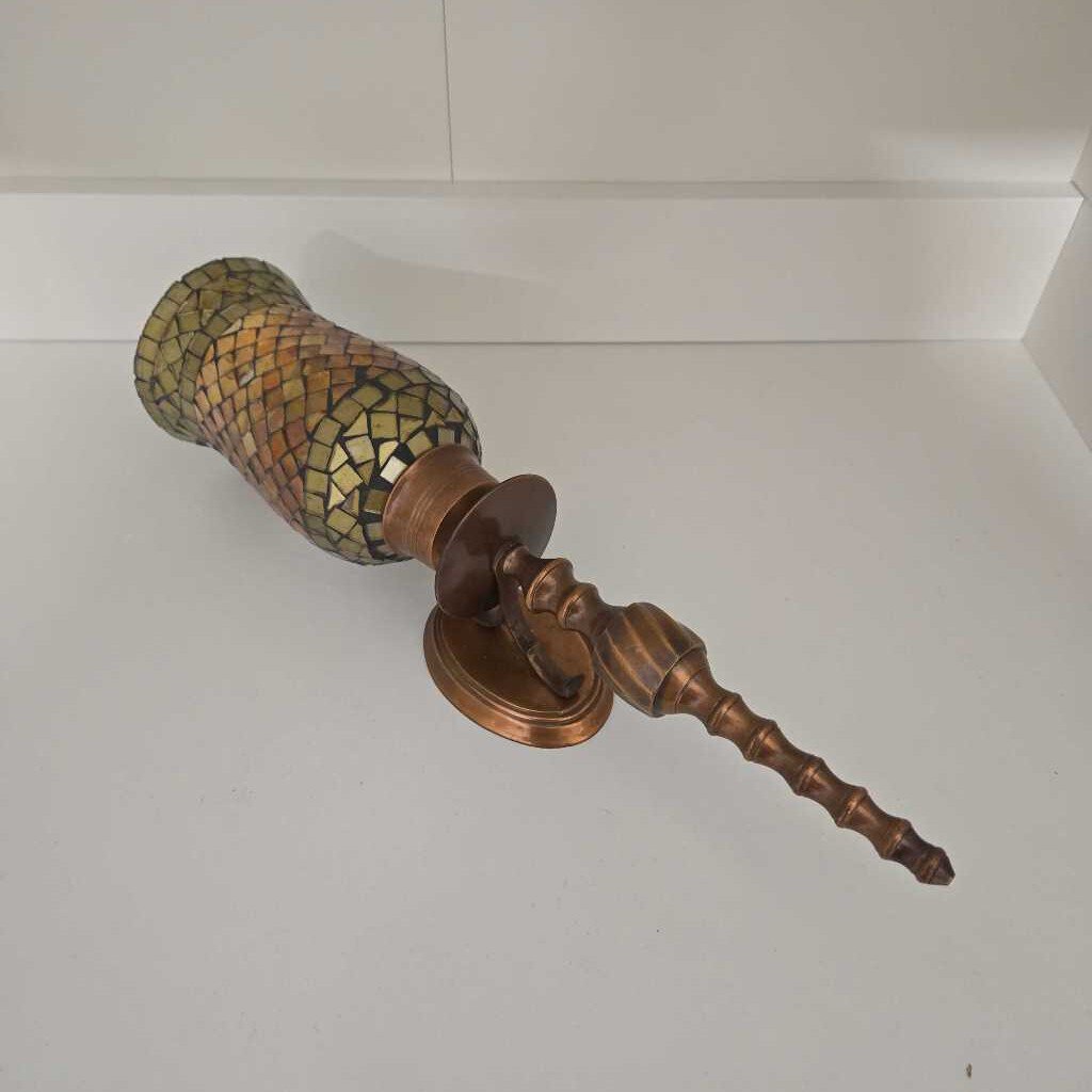 SCONCE, mosaic glass and copper