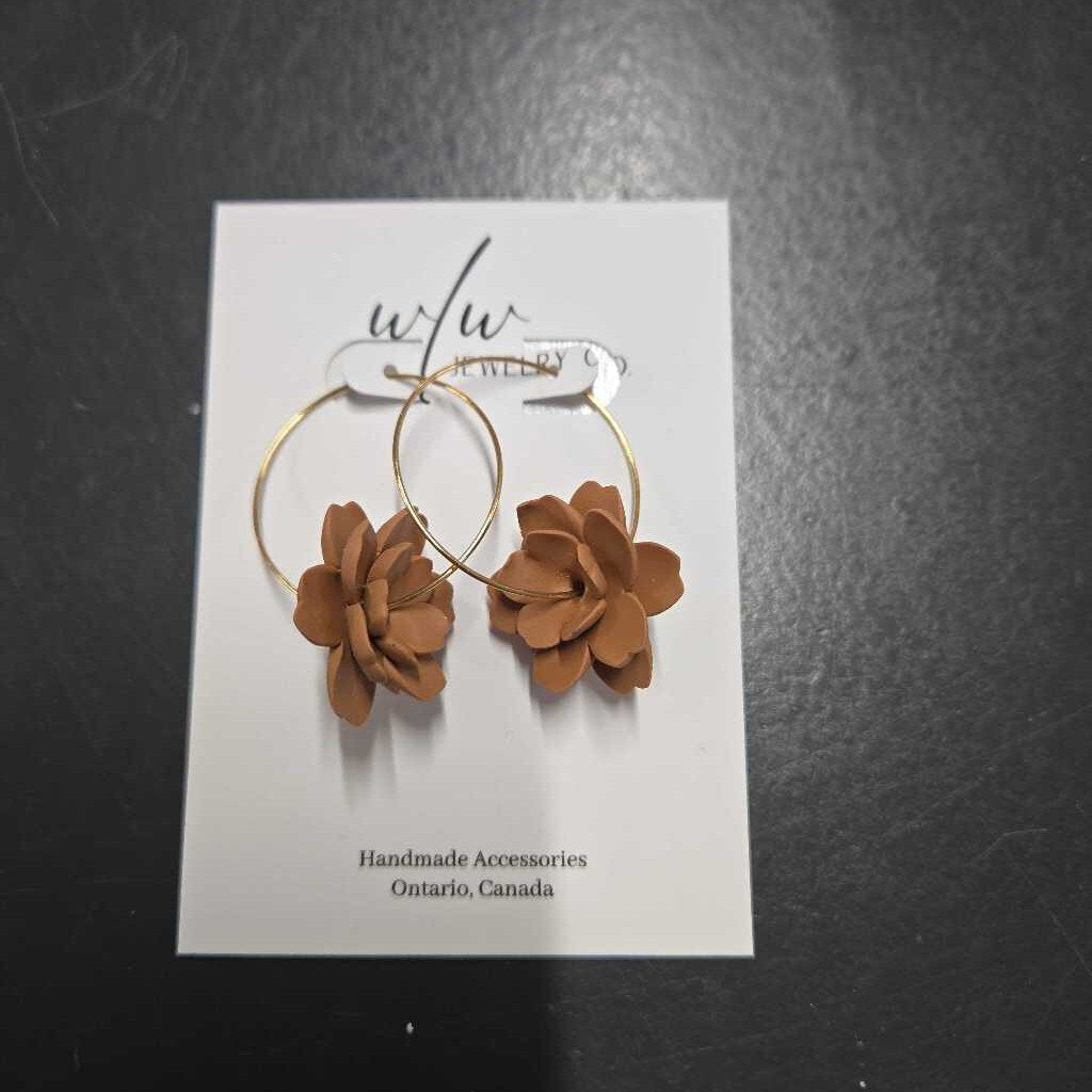 FLOWER HOOP - COGNAC