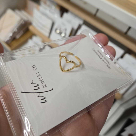 O/S HOLLOW HEART RING/STAINLESS STEEL