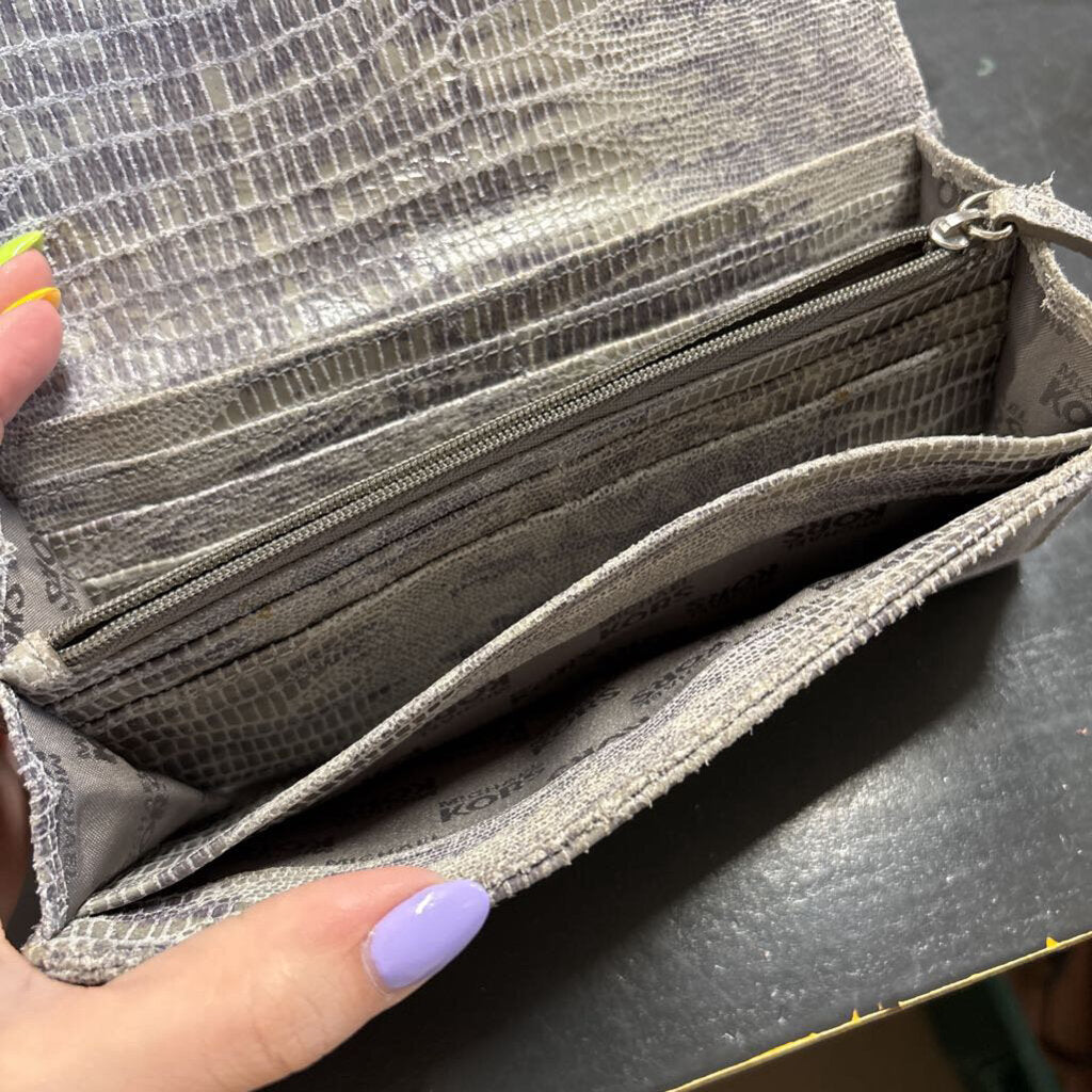 MK FULTON FLAP CONTINENTAL GREY WALLET