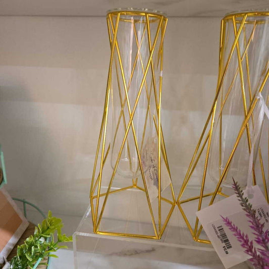 Gold Glass Flute Vase