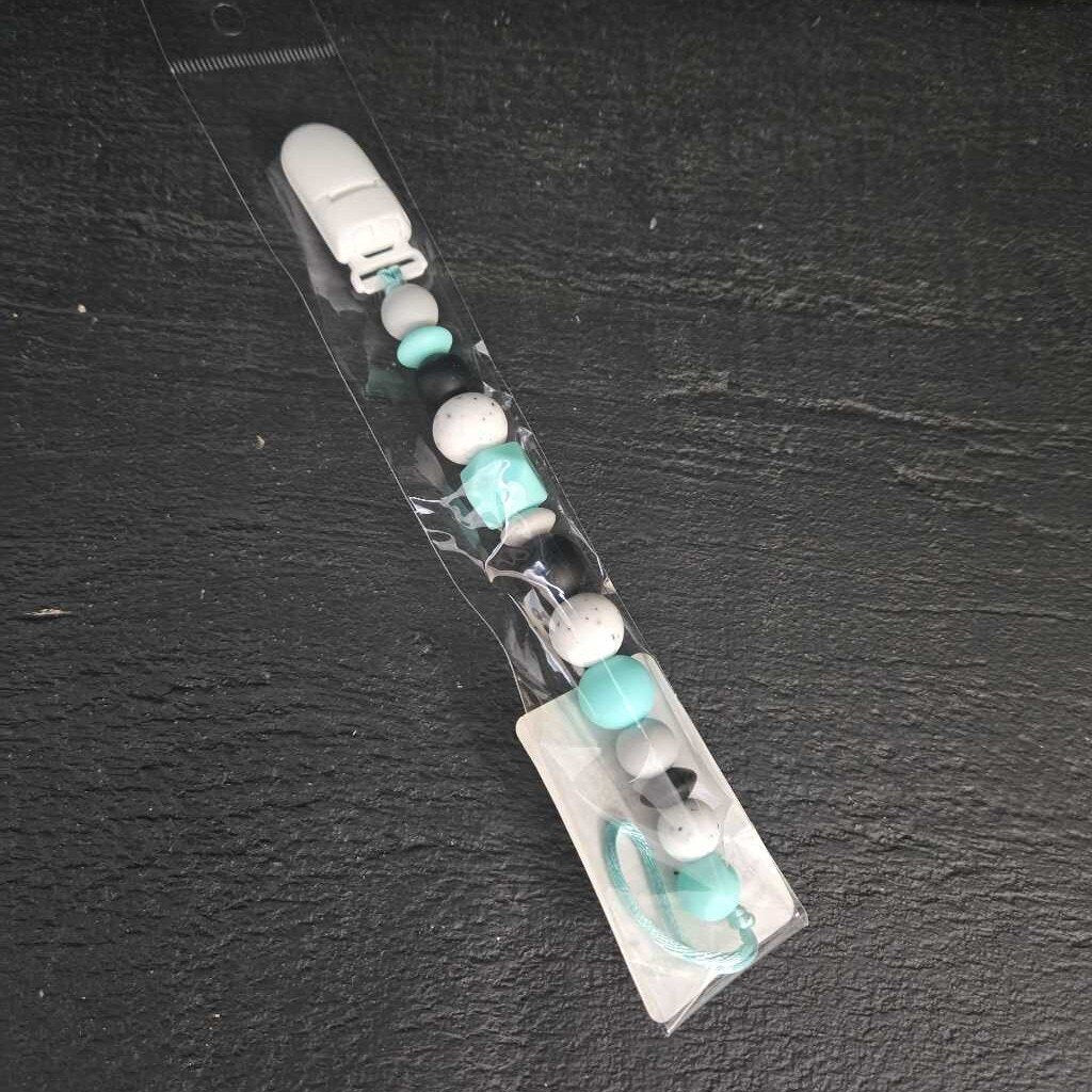 Fancy Silicone Pacifier Clip - Cookies & Cream, Robins Egg