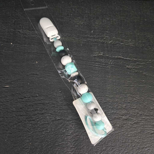 Fancy Silicone Pacifier Clip - Cookies & Cream, Robins Egg