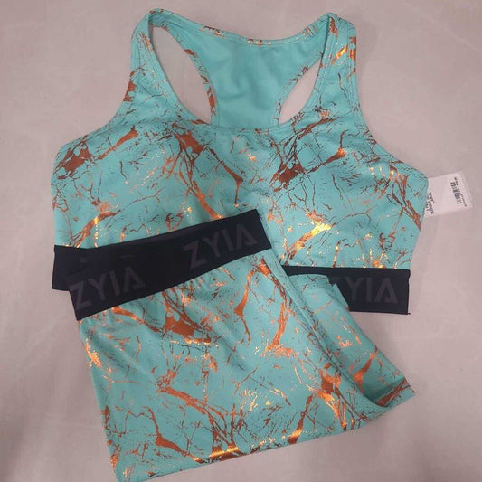 2 PIECE GREEN MARBLE WORKOUT