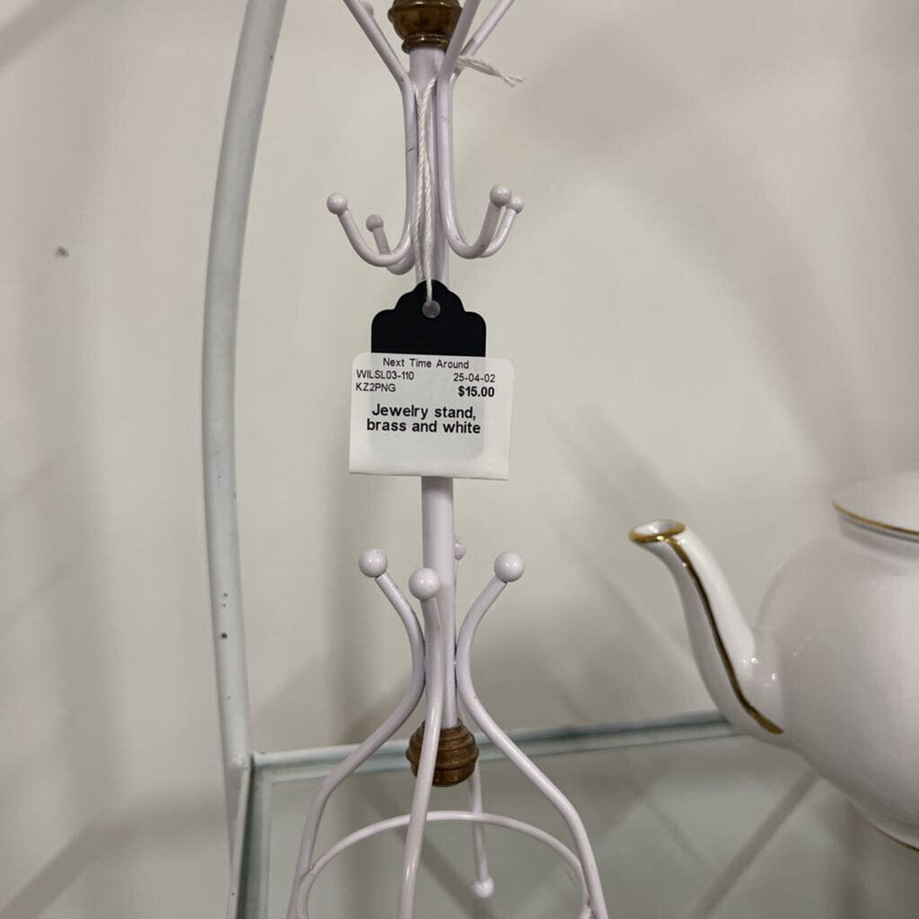 Jewelry stand, brass and white