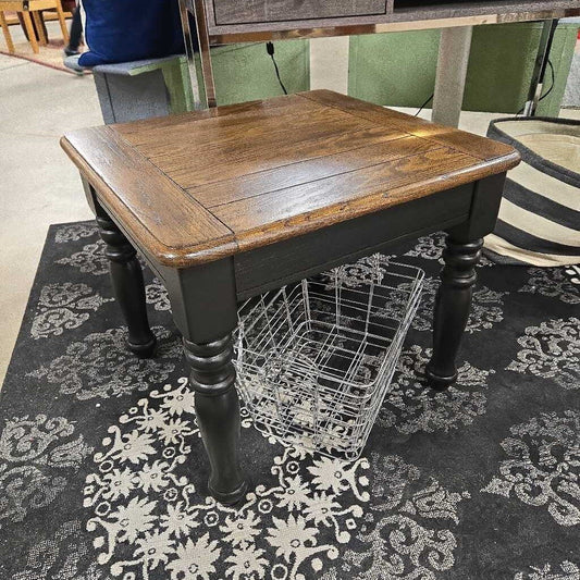 REFINISHED BLACK END TABLE